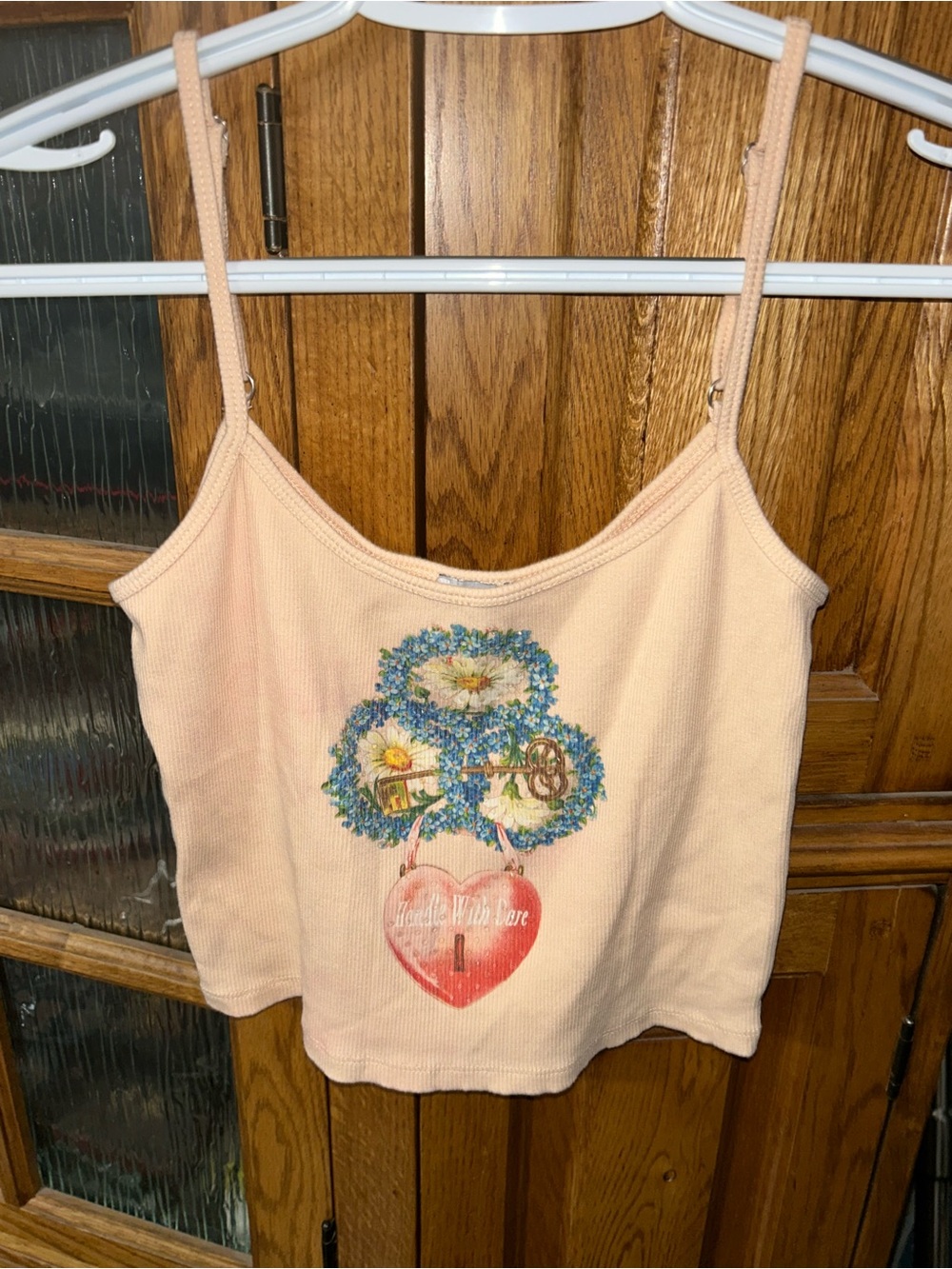 Boys Lie Peach Floral Heart Graphic Camisole
